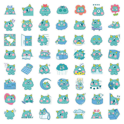 60PCS Cartoon Cute Blue Little Monster Graffiti Stickers Personalized Creative DIY Decorative Stickers Laptop Motorcycle Guitar Decals Popular Toys