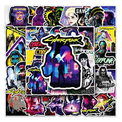 50PCS New Cyberpunk Style Game Graffiti Stickers For Luggage Laptop iPad Skateboard Guitar Journal Cup Sticker