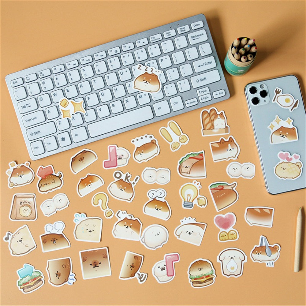 40PCS Cute Cartoon Bread Dog Pet Food Doodle Stickers Perfect for Skateboards, Water Bottles, Notebooks, Laptops, Stationery Boxes Exquisite DIY Desktop Decor Decals