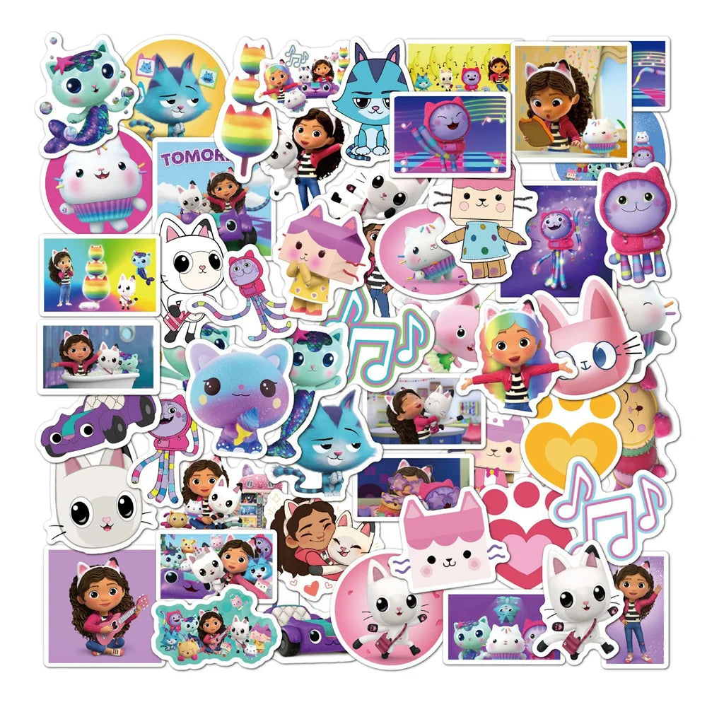 50PCS Gaby's Dollhouse Sticker Animation Waterproof Diy Graffiti Water Cup Notebook Luggage Sticker Painting