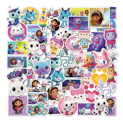 50PCS Gaby's Dollhouse Sticker Animation Waterproof Diy Graffiti Water Cup Notebook Luggage Sticker Painting