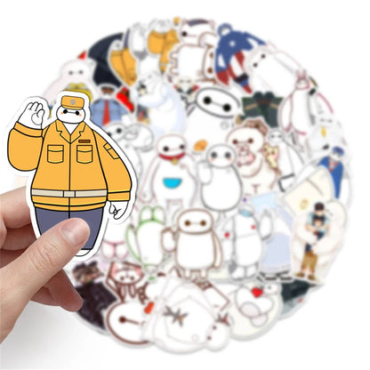 50PCS Cartoon Big White Decorative Stickers Suitcase Skateboard Guitar Car Waterproof Graffiti Suitcase Stickers