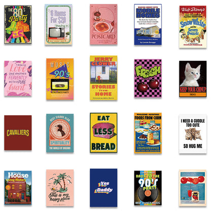 50PCS 1990s Retro American Magazine Graffiti Stickers for Laptops, Skateboards, Water Bottles, Helmets, Waterproof Decals, Toys