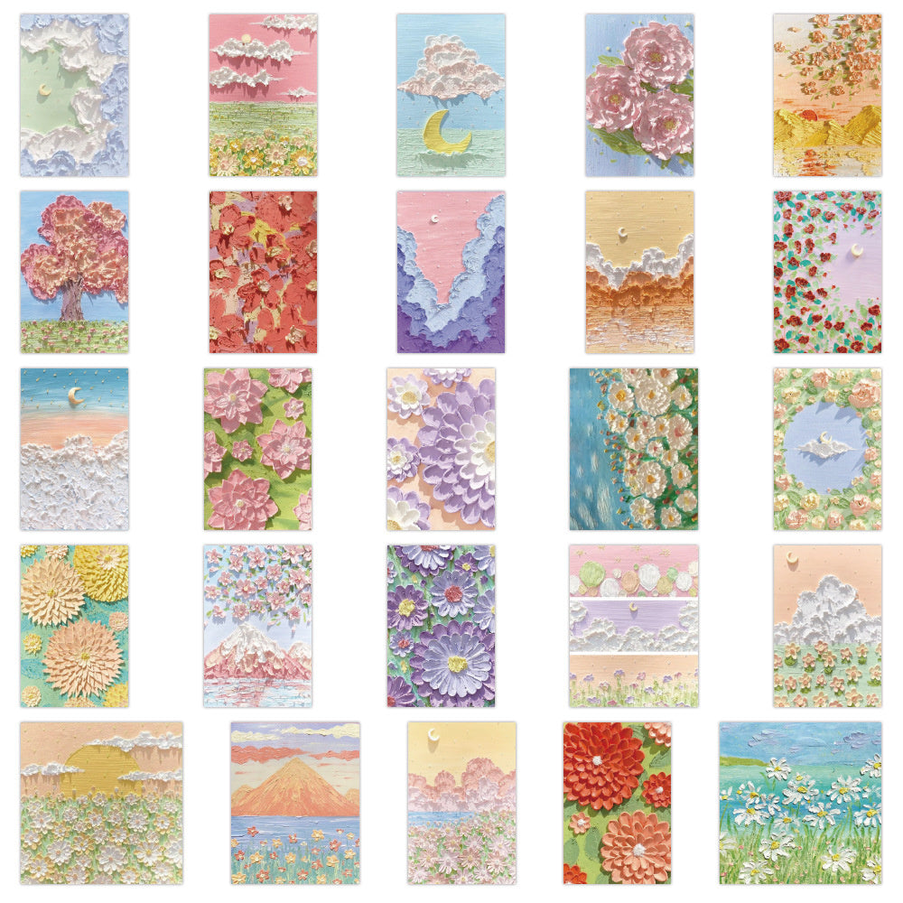 50PCS Ins Healing Floral Plant Oil Painting Doodle Stickers Exquisite, Stylish, Creative DIY Journal Decorative Decals Suitable for Bags, Laptops, Skateboards, Guitars, Water Bottles, Stationery Cases