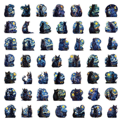 50PCS Oniric Cat Stickers - Collective Unconscious Decals for Lucid Dream Logs, Archetype Mapping & Transpersonal Psychology Journals
