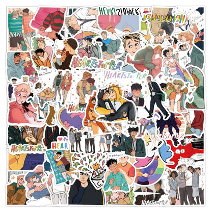 50PCS Heartstopper Inspired Stickers - LGBTQ+ Anime Decals for Journals, Laptops, Water Bottles & Pride Theme Gifts