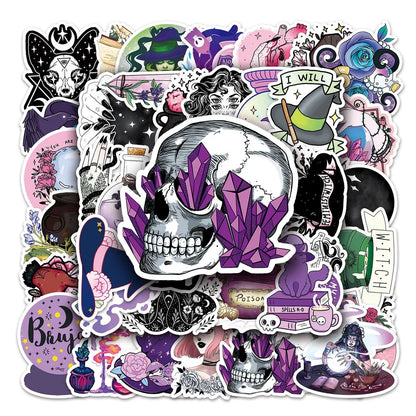 50PCS Witch Cool Graffiti Waterproof Sticker Creative Trend Personalized Decoration Refrigerator Cup HelmetGuitar