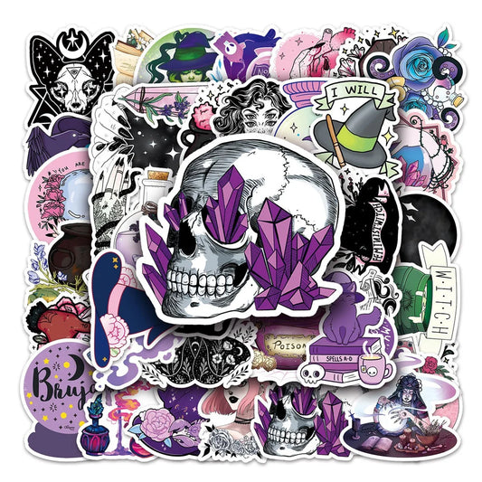 50PCS Witch Cool Graffiti Waterproof Sticker Creative Trend Personalized Decoration Refrigerator Cup HelmetGuitar
