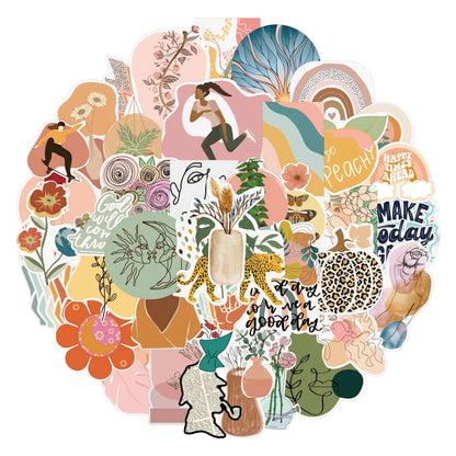 50PCS Aesthetic Art Graffiti Sticker Waterproof Removable Notebook Scooter Trunk Motorcycle Water CupRefrigerator