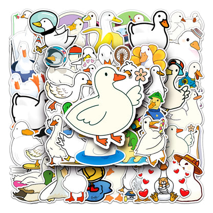 50PCS Cute Duck Doodle Stickers, Cartoon Animal Vinyl Decals for Laptops, Water Bottles, Nursery Decor