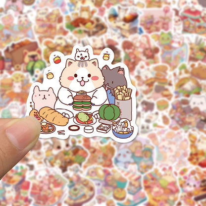 50PCS Food Chain Semiotics Stickers - Culinary Hierarchy Decals for Interspecies Culinary Politics, Carnivore-Herbivore Ethics & Anthropomorphic Diet Maps