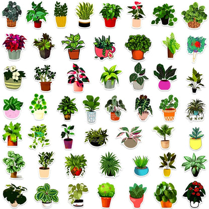 50PCS Potted Plant Cartoon Graffiti Waterproof Sticker Creative Decoration Refrigerator Skateboard DIYGuitar Cup