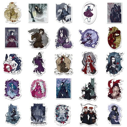 50PCS Cartoon Dark Fairy Tale Series Stickers  Luggage Laptop IPad Journal Guitar Phone Case Waterproof Stickers