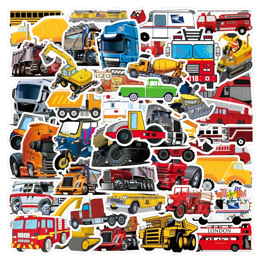 50PCS New Car Truck Graffiti Sticker Waterproof Luggage Laptop Scooter Water Cup Refrigerator Sticker