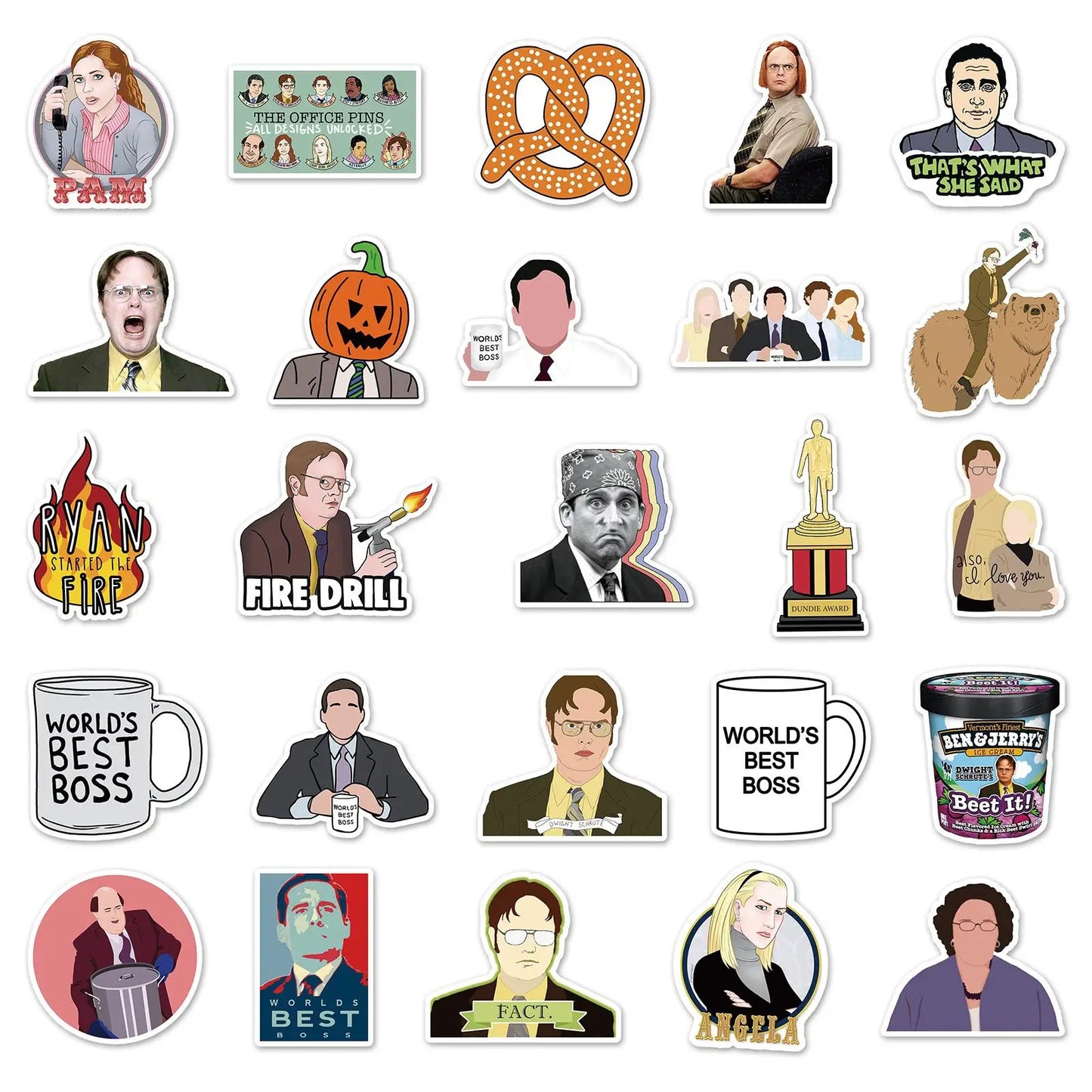 50PCS Cartoon The Office Sticker Graffiti iPad Luggage Computer Guitar DIY Scrapbook Wall Sticker Toy Decoration