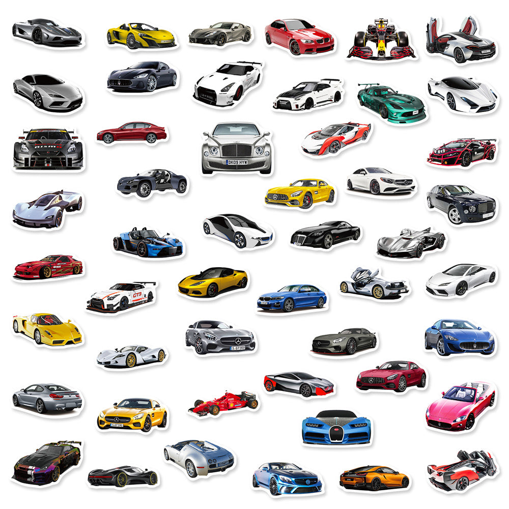 50PCS Cool Racing Car Stickers - Speed Sport Decals for Laptops, Water Bottles, Cars & Motorsport Fan Gifts