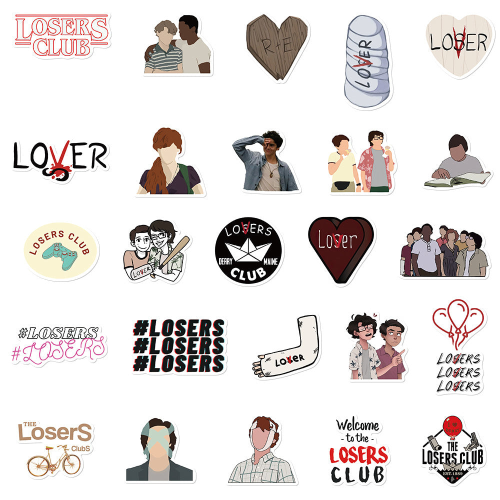 50PCS Derry‘s Losers Club Stickers, Cartoon Doodles of Friendship and Courage for Fans of the Classic Story