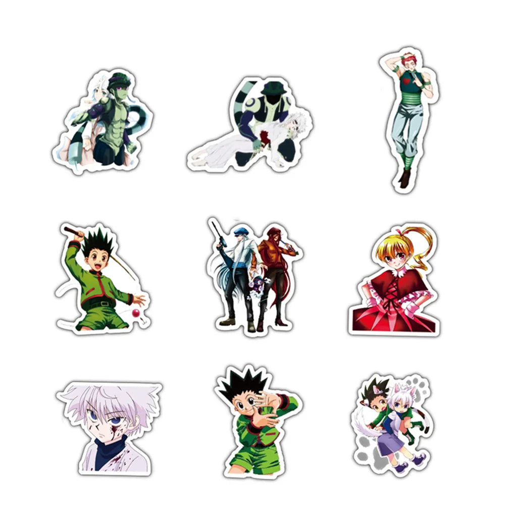50PCS classic anime HUNTER × HUNTER cartoon character graffiti stickers, personalized, fashionable and creative DIY trendy and exquisite decorative stickers for bags, laptops, scooters, water cups, cars, and popular stickers for toys
