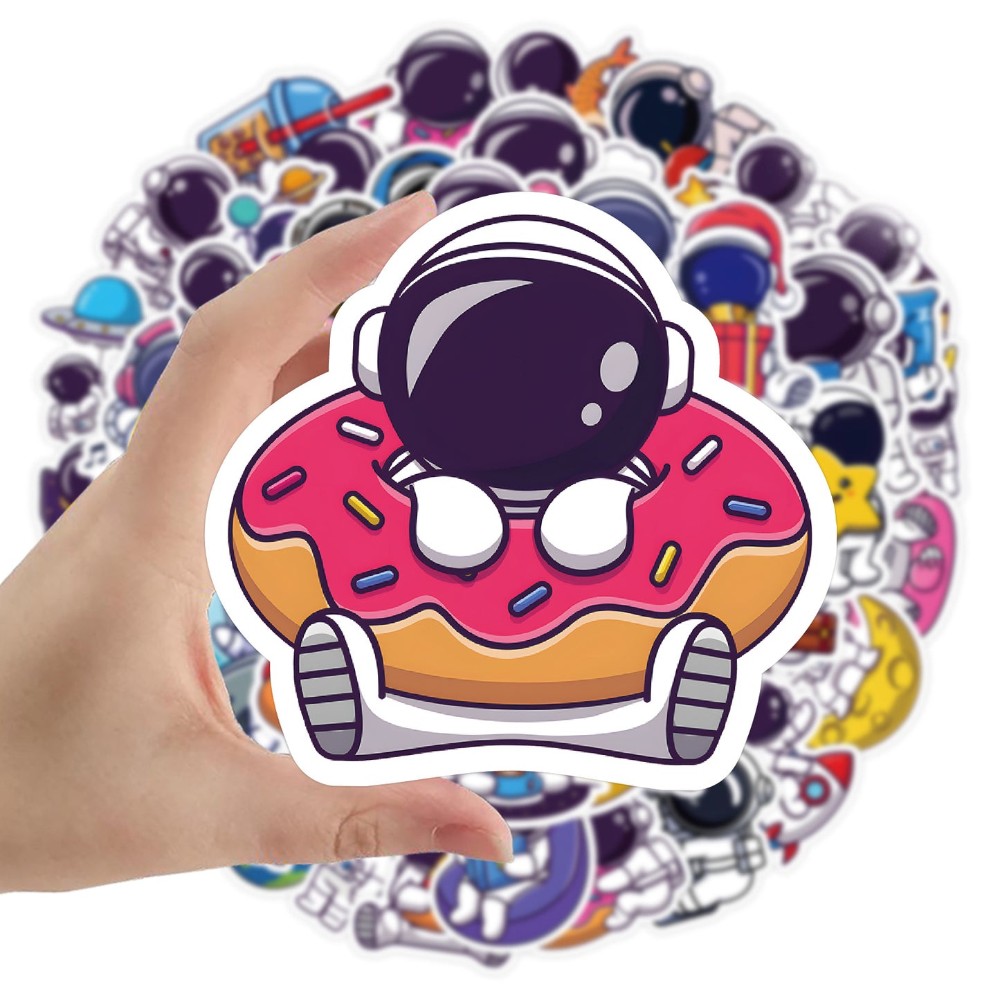 50PCS Cartoon Astronaut Doodle Stickers Perfect for Skateboards, Laptops, Water Bottles, Helmets, Guitars, Stationery Boxes Exquisite DIY Desktop Decor Decals