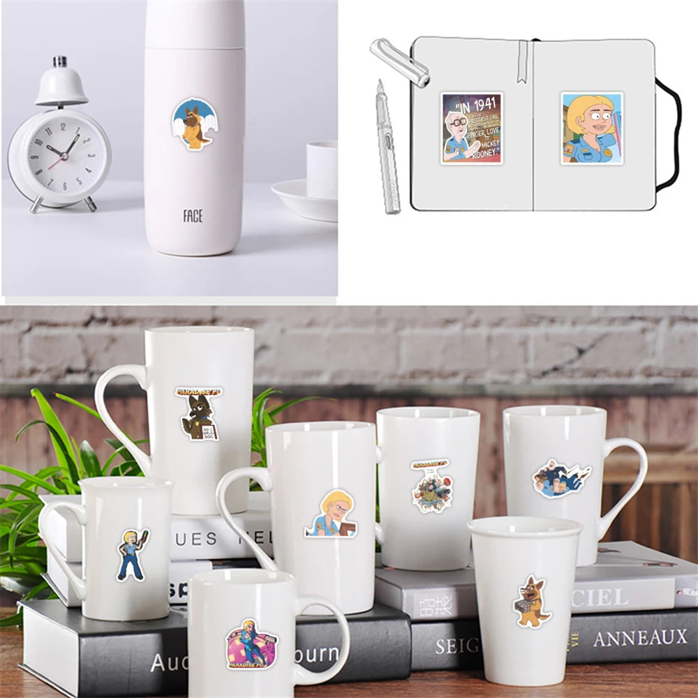 50PCS cartoon animation Paradise Town Police Station decorative style graffiti stickers, personalized, fashionable and creative DIY exquisite decorative decal cups, helmets, skateboards, popular sticker toys