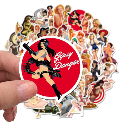 50PCS Cartoon Pin Up Girl Sexy Girl Series Stickers  Luggage Laptop IPad Phone Case Journal Waterproof Stickers