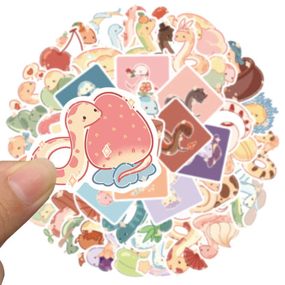50PCS Cartoon Cute Snake Sticker For iPad Toy Luggage Laptop iPad Skateboard Notebook Cup DIY Sticker
