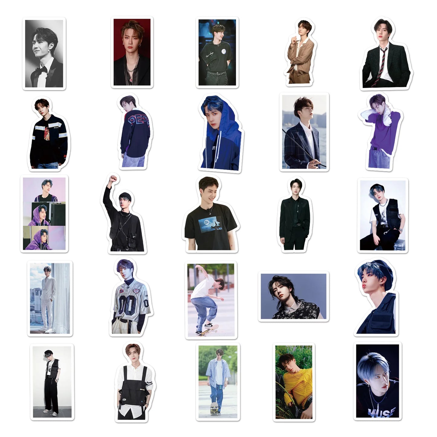 50PCS Cartoon Fashion Wang Yibo Sticker Graffiti iPad Helmet Notebook  Computer Pattern Scrapbook Toy Decoration