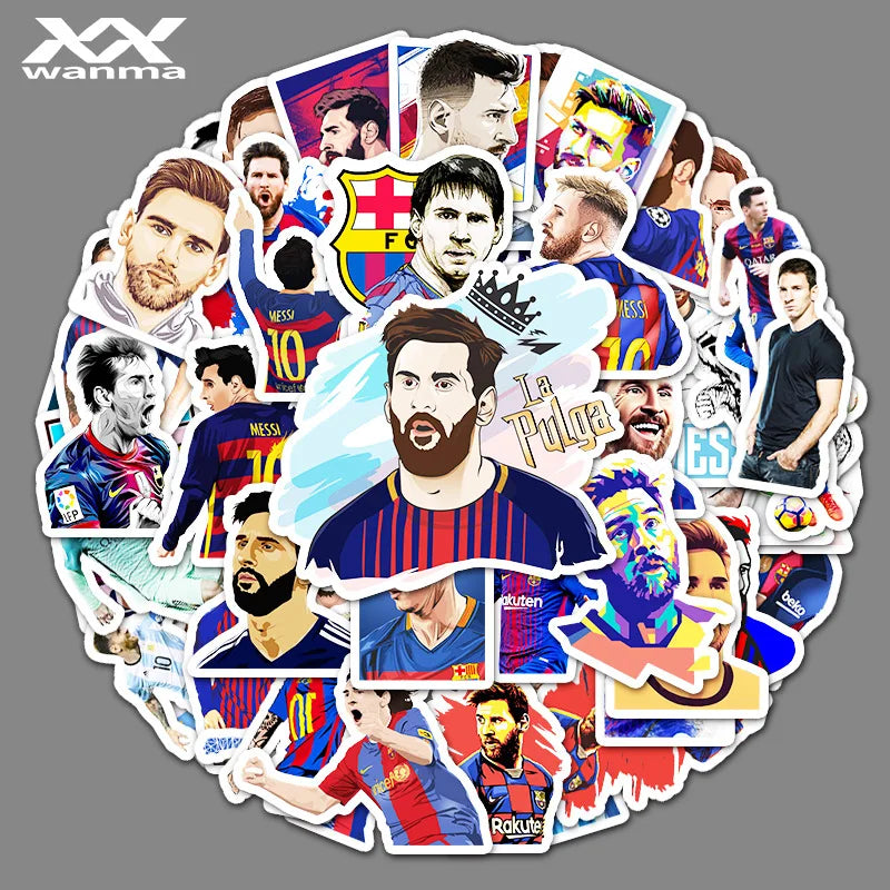 51PCS Cartoon Soccer Star Graffiti Stickers Personalized Fashion Creative DIY Trend Beautifully Decorated Stickers Skateboarding Suitcase Phone Case Helmet Guitar Decals Toys