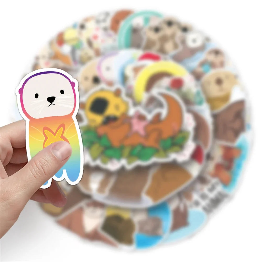 50PCS Otter Cute Cartoon Graffiti Waterproof Sticker Toy Decoration DIY Notebook Gift iPad Guitar Cup Suitcase