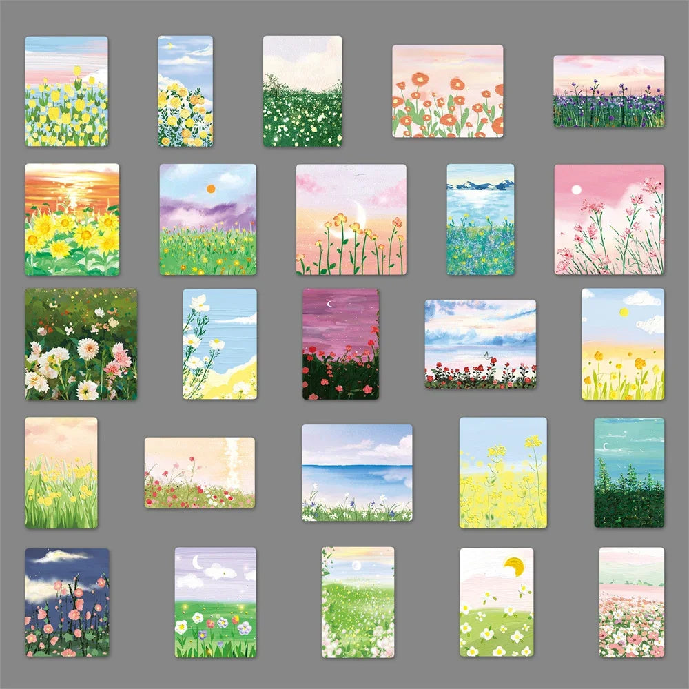 50PCS Flower Oil Painting Cartoon  Personality  Creative Graffiti Sticker DIY Suitcase Computer Water Cup  Bike