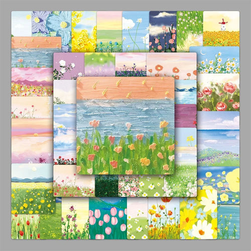 50PCS Flower Oil Painting Cartoon  Personality  Creative Graffiti Sticker DIY Suitcase Computer Water Cup  Bike