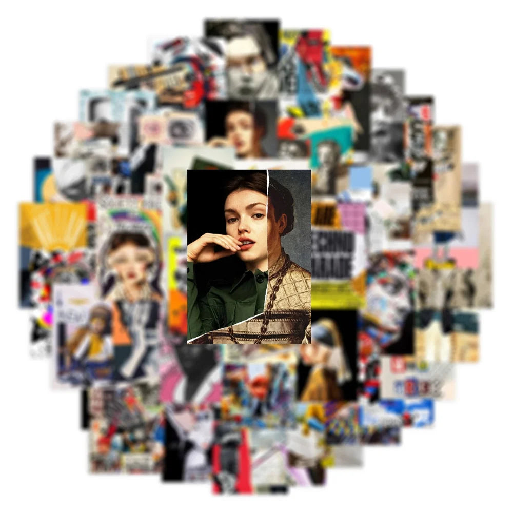 50PCS Art Collage Style Trendy Graffiti Sticker Waterproof Toy Decoration Notebook Kids Gift iPadGuitarPVCSticker