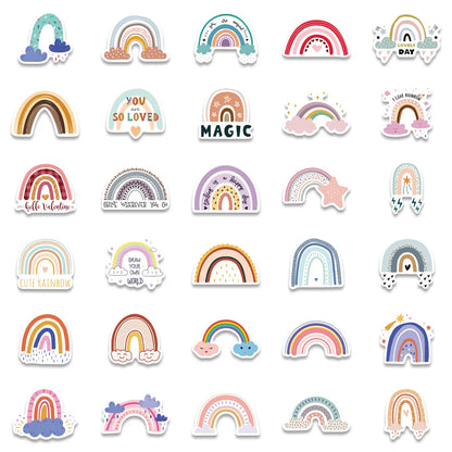60PCS cartoon-style rainbow graffiti stickers, personalized, fashionable and creative DIY exquisite decorative stickers, guitar, skateboard, refrigerator, water cup, helmet, popular decal toys
