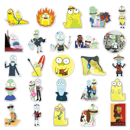 50pcs Funny Animated Solar Opposites Stickers For Toys Luggage Laptop Ipad Skateboard Fridge Car Stickers
