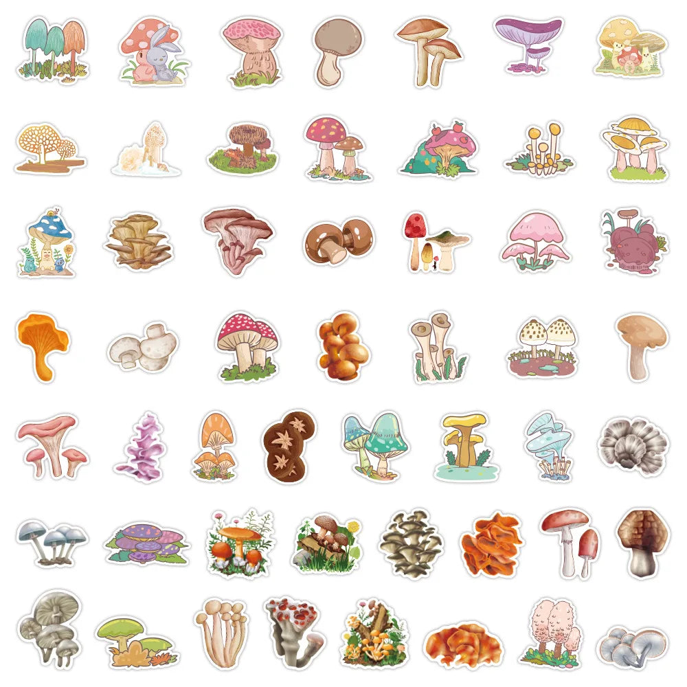 100PCS Mushroom VSCO Cartoon Sticker Scrapbook Guitar Luggage Kids Gift Phone Computer PVC Waterproof Sticker