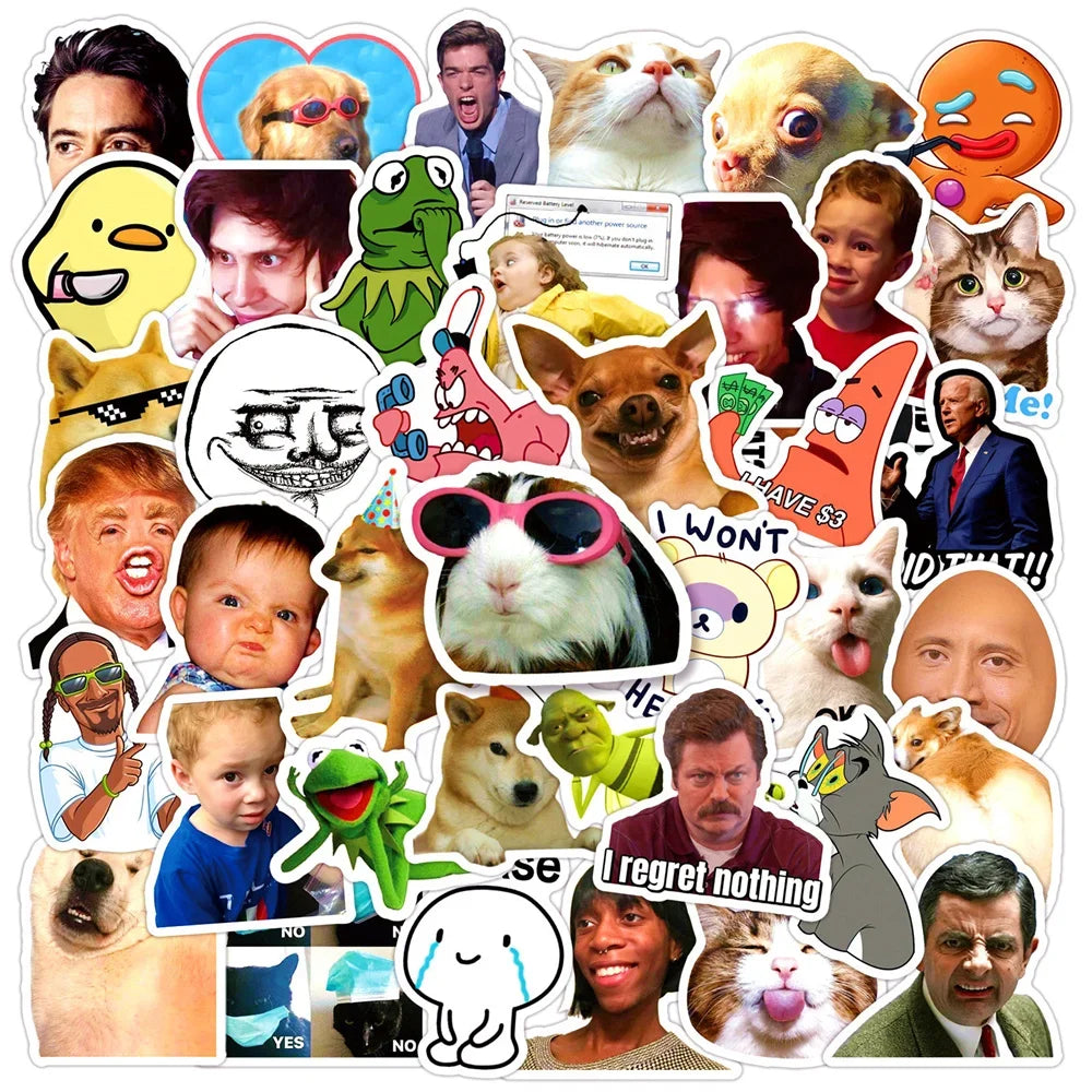 50pcs Web Funny Pop Meme Graffiti Stickers For Luggage Laptop Ipad Skateboard Motorcycle Stickers
