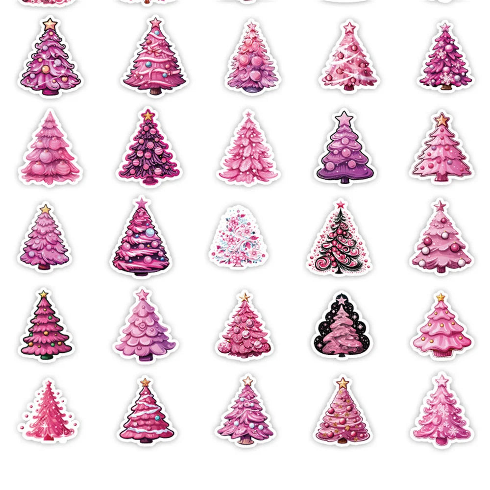 50PCS New Ins Christmas Tree Stickers Cartoon Creative Animation IPad Desk Luggage Chair Decoration Waterproof