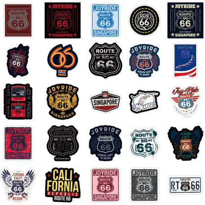 50pcs Us Route 66 Graffiti Sticker For Luggage Laptop Ipad Skateboard Guitar Refrigerator Motorcycle Sticker