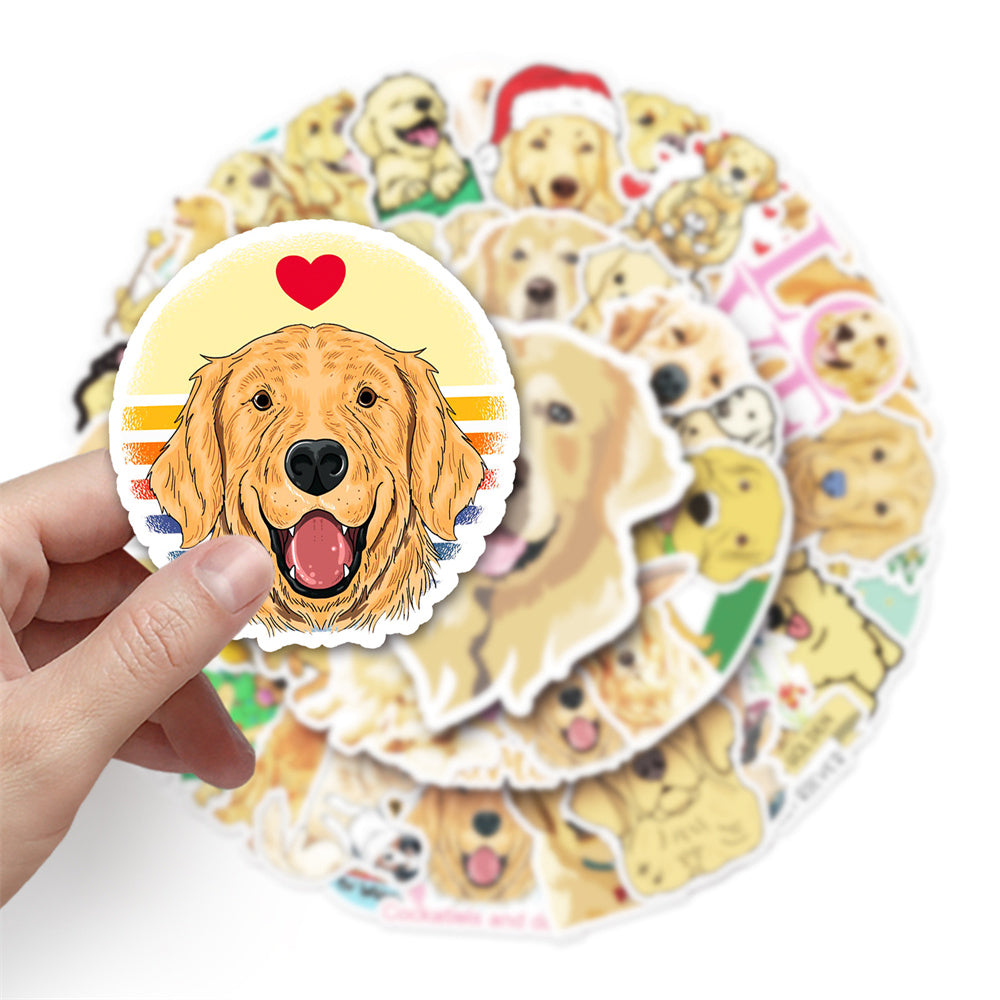50PCS Golden Retriever Doodle Stickers, Sunny & Friendly Cartoon Dog Decals for Pet Lovers and Happy Vibes