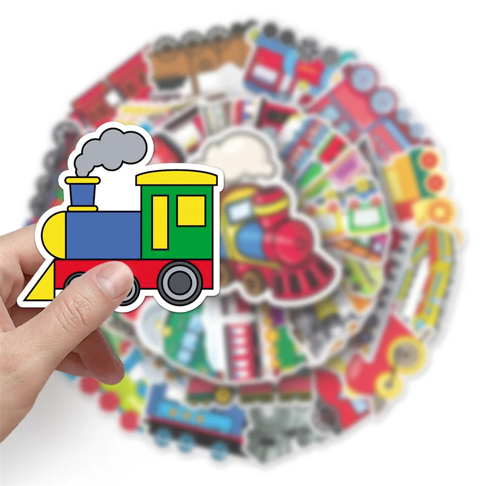 50 pieces of cartoon train graffiti stickers, personalized, fashionable and creative DIY decorative sticker toys, refrigerator, guitar, water cup, helmet, popular stickers