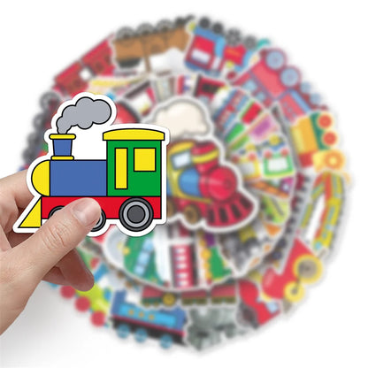 50 pieces of cartoon train graffiti stickers, personalized, fashionable and creative DIY decorative sticker toys, refrigerator, guitar, water cup, helmet, popular stickers