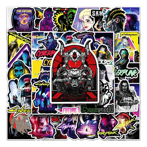 50PCS New Cyberpunk Style Game Graffiti Stickers For Luggage Laptop iPad Skateboard Guitar Journal Cup Sticker
