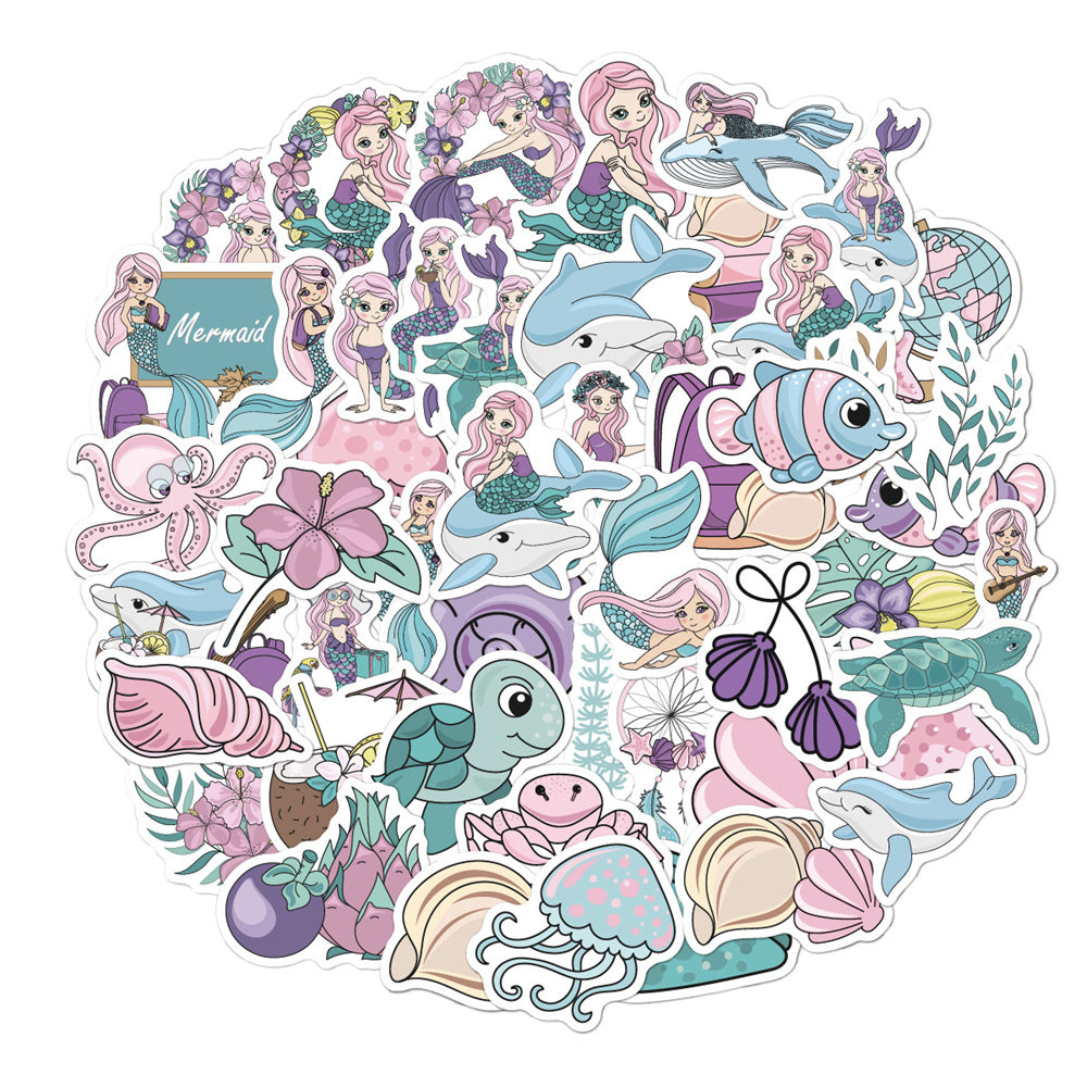 50PCS Mermaid Anthropocene Stickers - Oceanic Hybridity Decals for Aquatic Identity Journals, Post-Human Ecology Maps & Coastal Myth Adaptation Projects