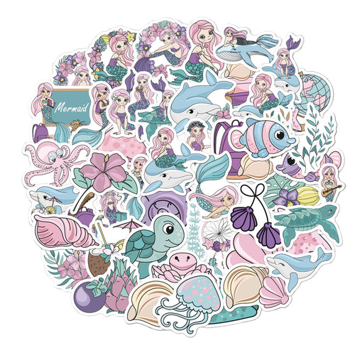 50PCS Mermaid Anthropocene Stickers - Oceanic Hybridity Decals for Aquatic Identity Journals, Post-Human Ecology Maps & Coastal Myth Adaptation Projects
