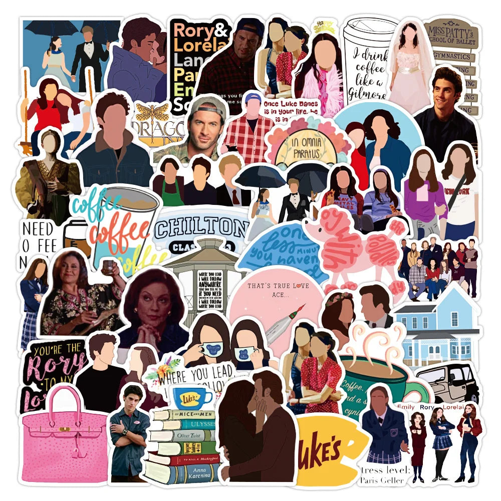 50PCS Cartoon Kiwi Girl Gilmore Girls Graffiti Sticker Waterproof Suitcase Notebook Refrigerator Water Cup Sticker