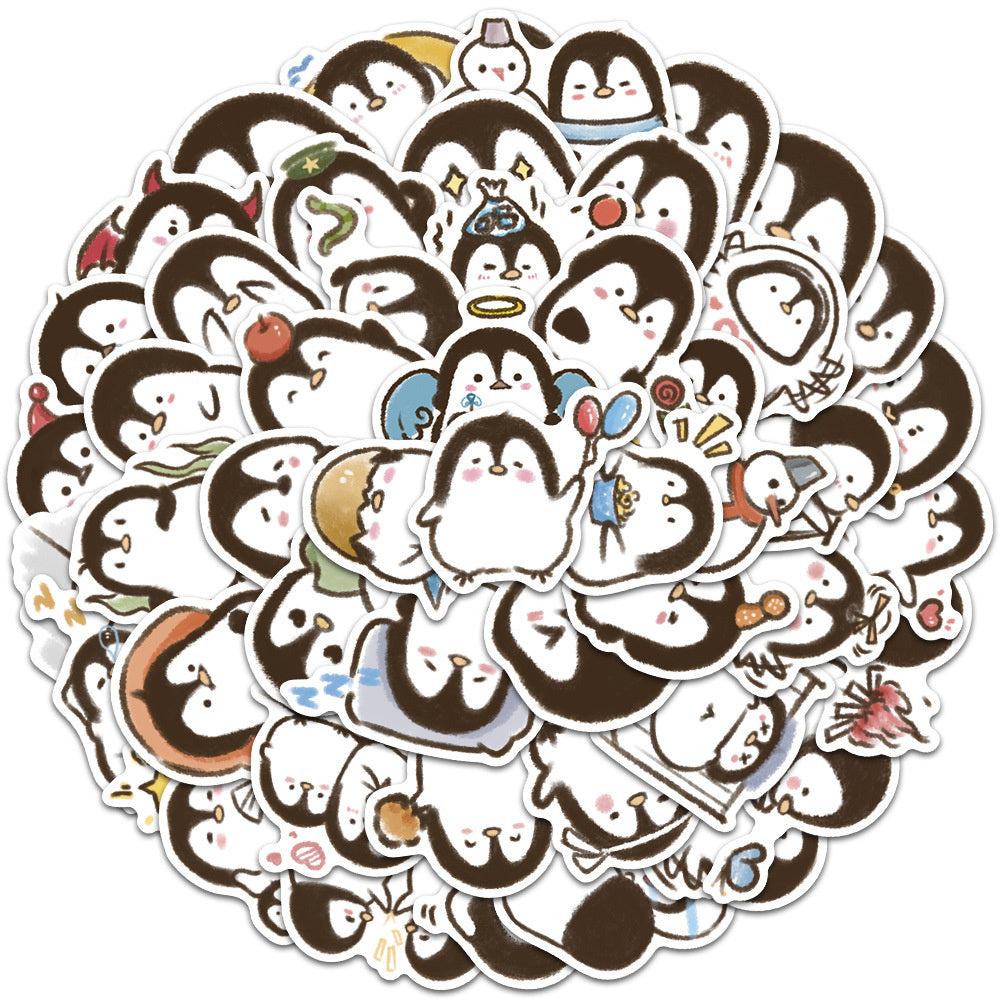 50PCS Cartoon Penguin Adorable Animal Doodle Stickers Perfect for Skateboard Helmets, Laptops, Water Bottles, Guitars, Stationery Boxes Exquisite DIY Desktop Decor Decals