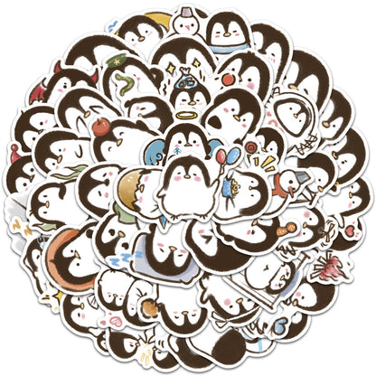 50PCS Cartoon Penguin Adorable Animal Doodle Stickers Perfect for Skateboard Helmets, Laptops, Water Bottles, Guitars, Stationery Boxes Exquisite DIY Desktop Decor Decals