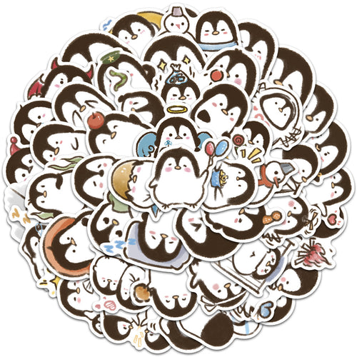 50PCS Cartoon Penguin Adorable Animal Doodle Stickers Perfect for Skateboard Helmets, Laptops, Water Bottles, Guitars, Stationery Boxes Exquisite DIY Desktop Decor Decals