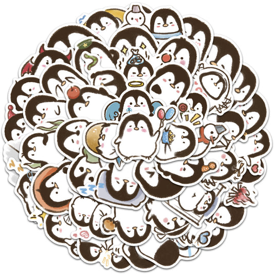 50PCS Cartoon Penguin Adorable Animal Doodle Stickers Perfect for Skateboard Helmets, Laptops, Water Bottles, Guitars, Stationery Boxes Exquisite DIY Desktop Decor Decals