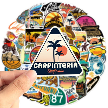 50pcs California Travel Animal Personality Pattern Graffiti Sticker Luggage Laptop Ipad Gift Skateboard Sticker